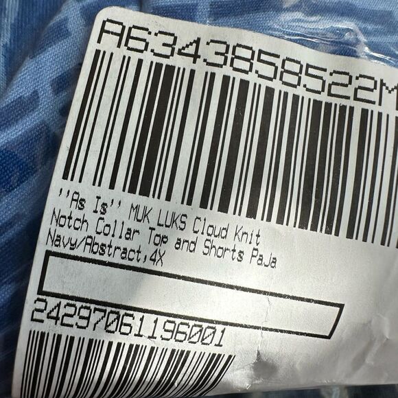 NWT Muk Luks Plus Size Cloud Knit Lounge Pajama Shorts Set Blue Abstract - 4XL - Picture 4 of 6